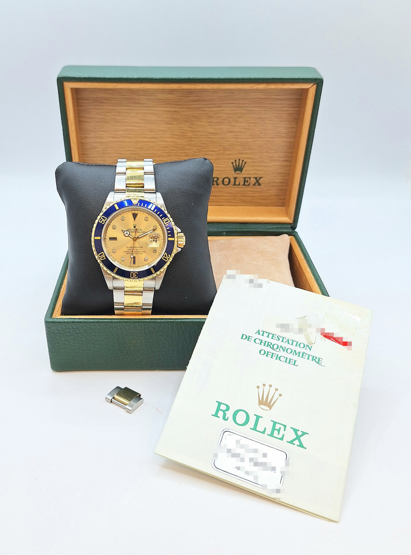 Orologio Rolex Submariner oro acciaio diamanti pietre con scatola e garanzia a corredo
