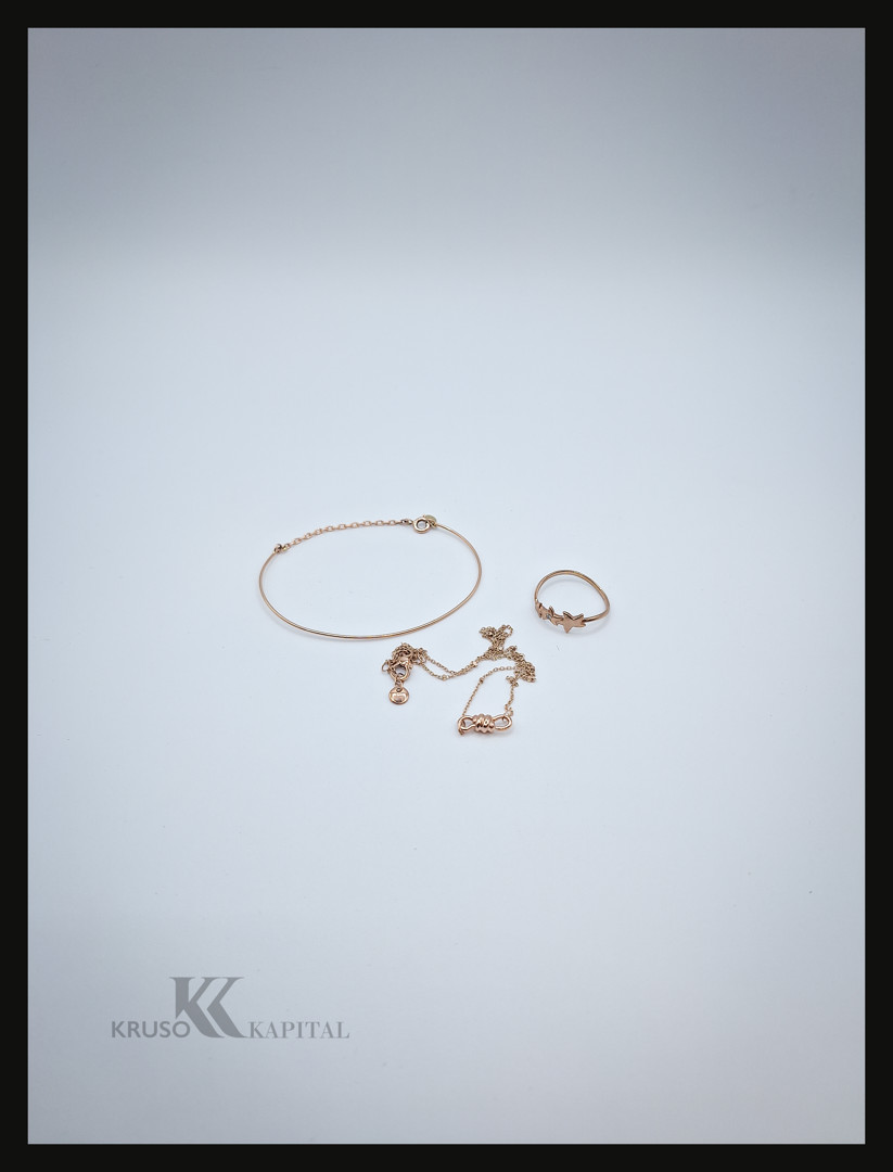 Anello bracciale e catenina a firma Dodo oro diamantino
