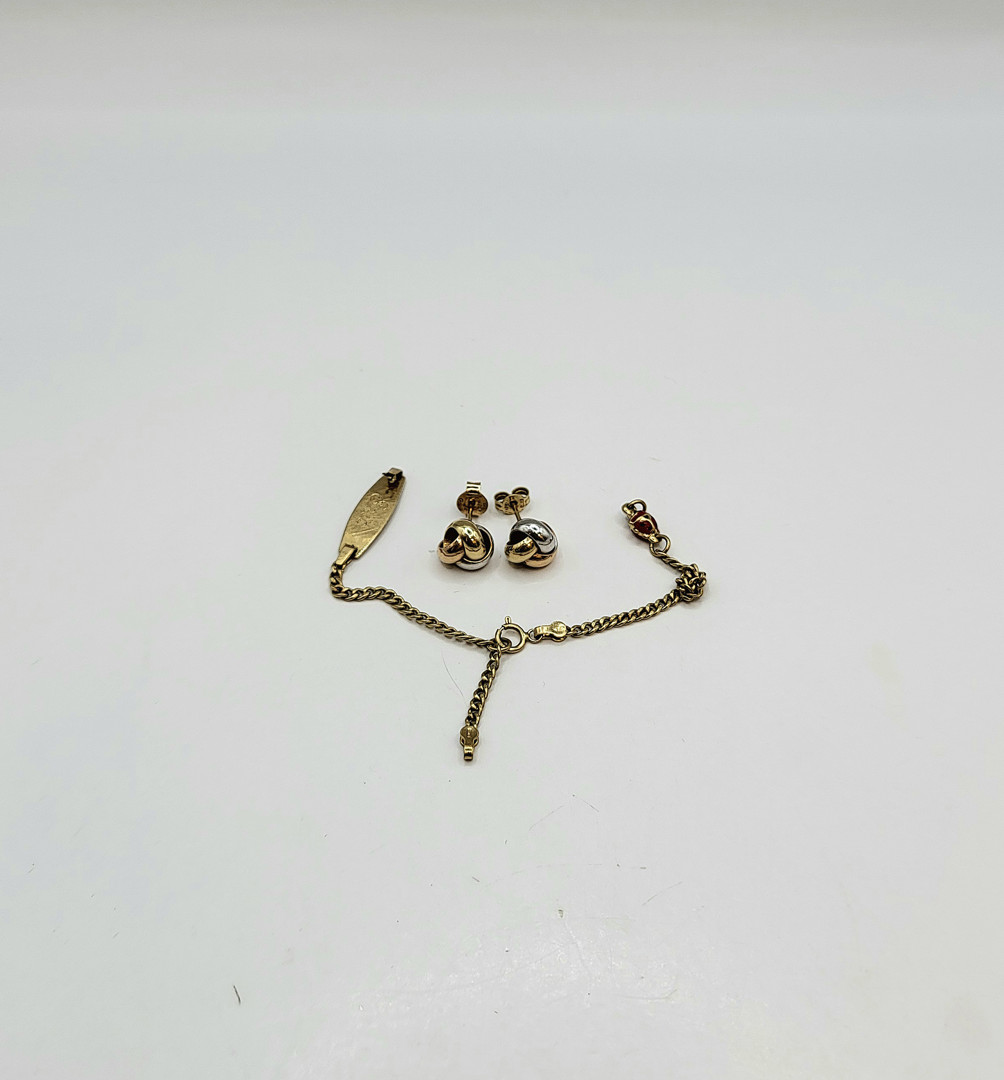 Bracciale e paio orecchini oro smalti