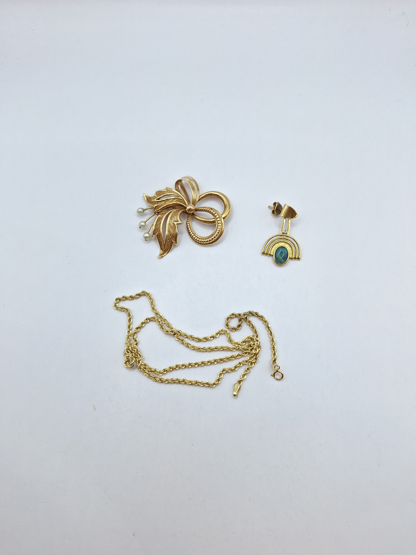 Spilla orecchino collana oro pietra perle