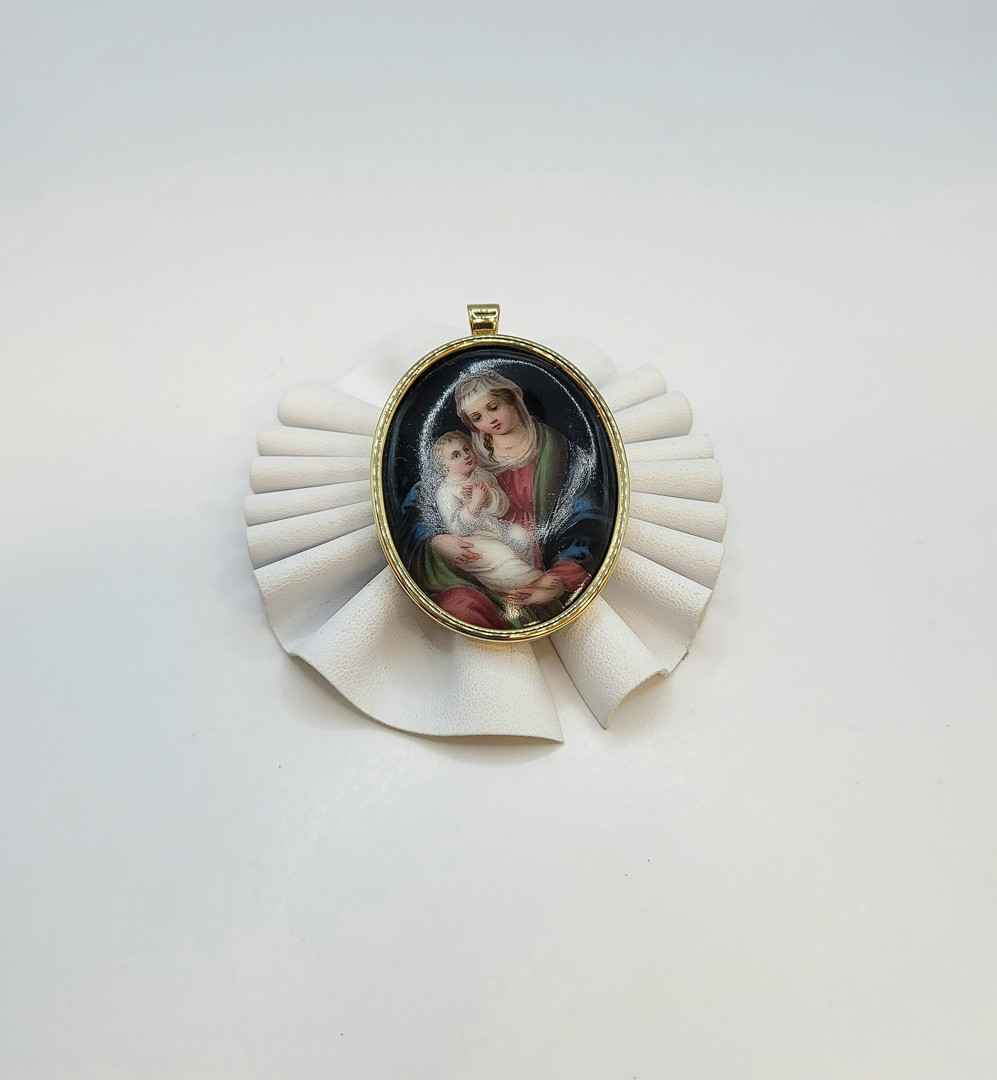 Ciondolo/spilla oro pietra smalti