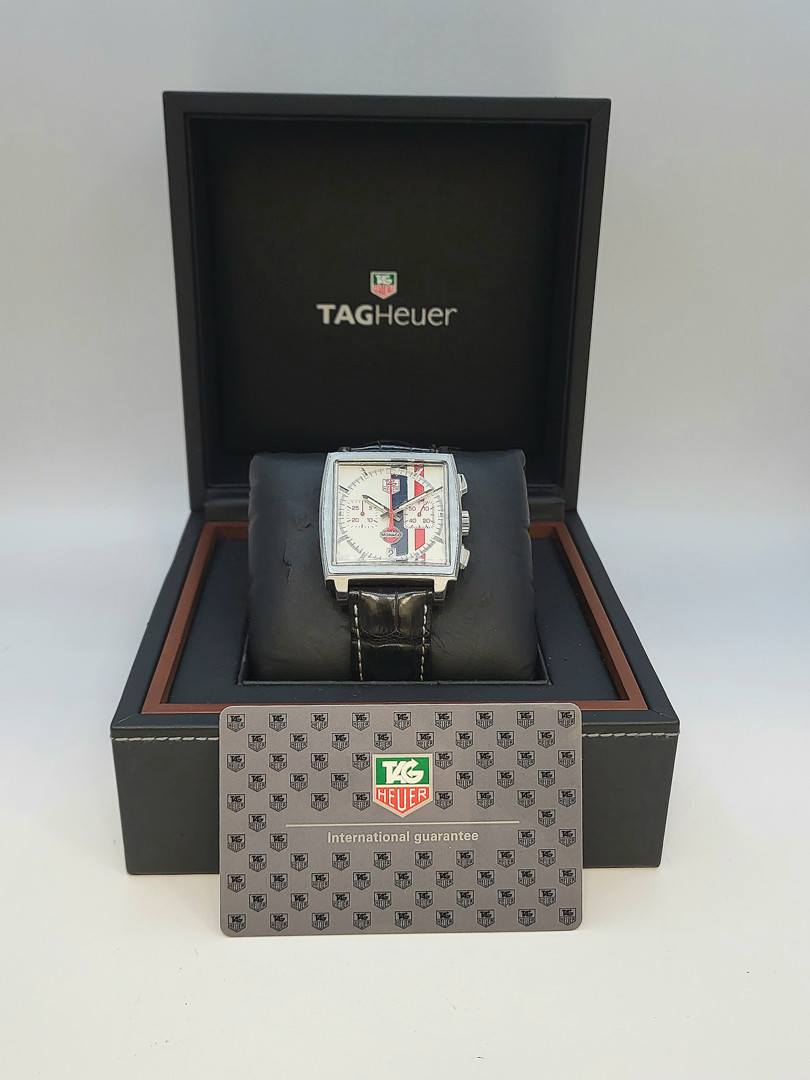 Cronografo acciaio TagHeuer Monaco scatola e documenti a corredo