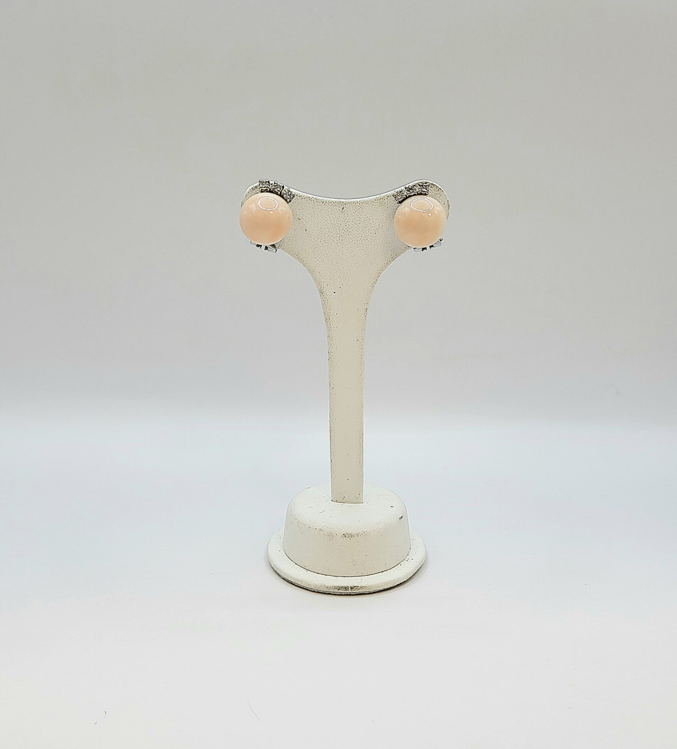 Paio orecchini oro diamantini coralli 