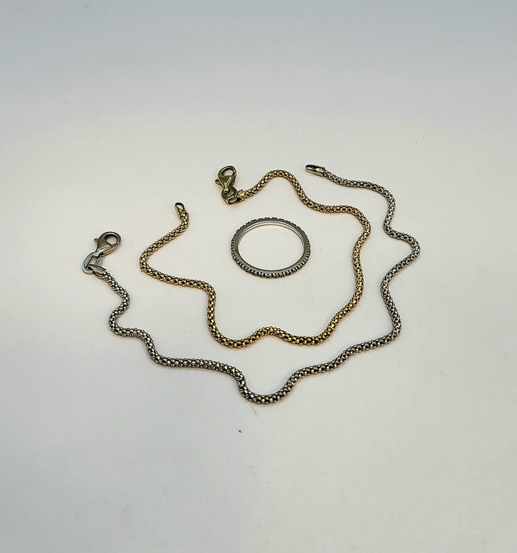 2 bracciali anello oro pietre diamantini