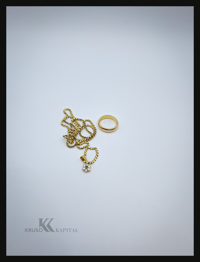 Collana anello ciondolo oro pietre