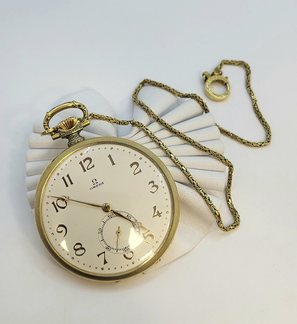 Catena con orologio da tasca Omega manuale