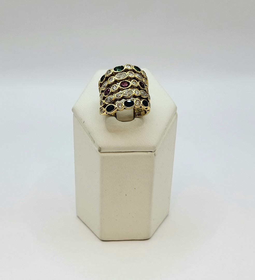 Anello oro diamanti pietre