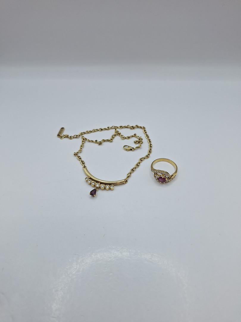 Anello collana oro pietre diamanti
