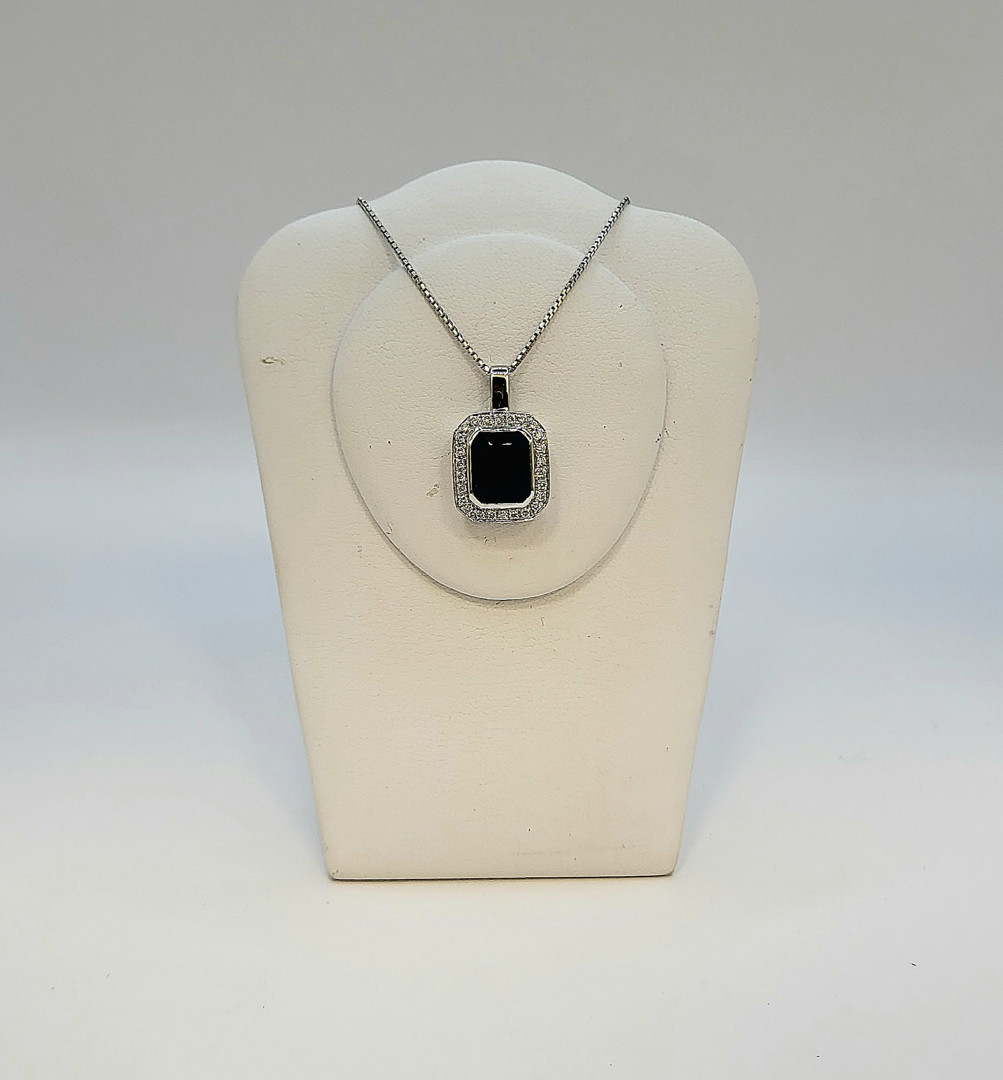 Collana ciondolo oro pietra diamantini