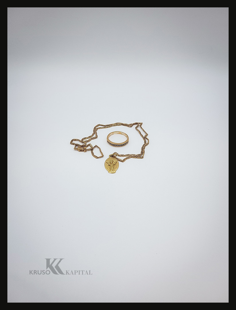 Collana ciondolo anello oro pietre