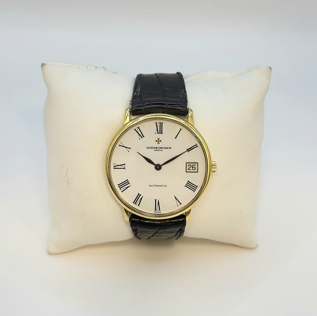 Orologio e fibbia oro Vacheron Constantin con cinturino pelle automatico