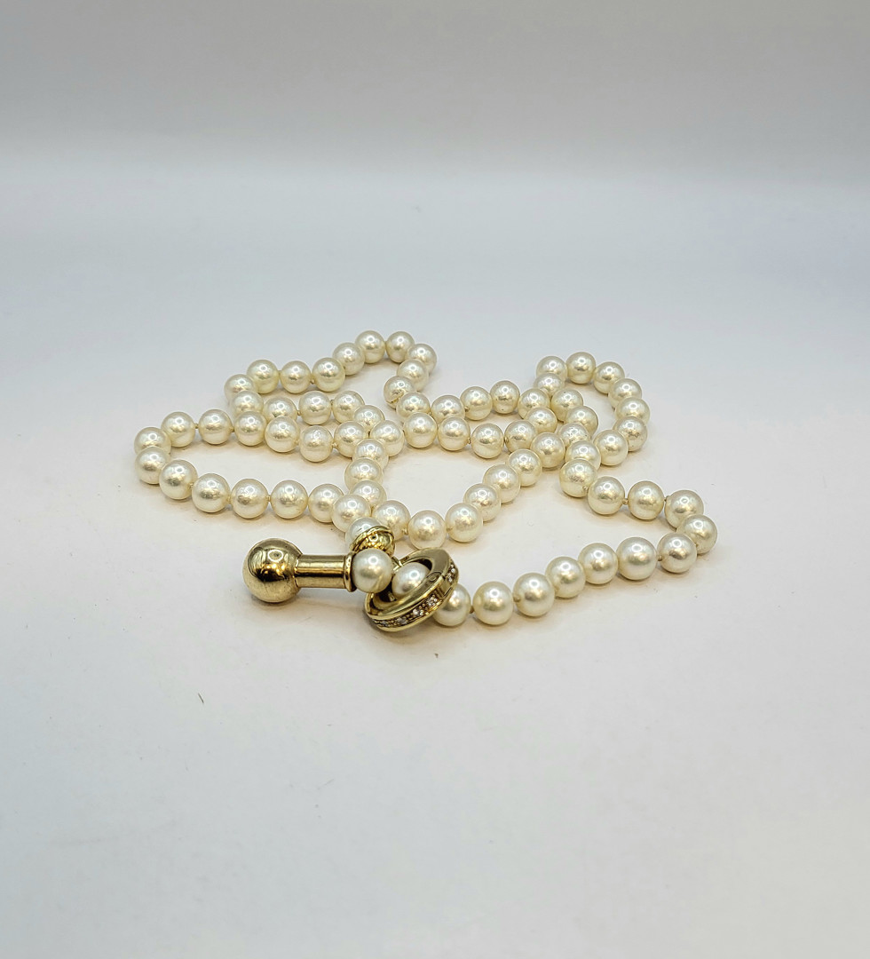 Collana perle oro diamanti