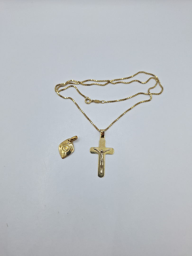 Collana croce e ciondolo oro 
