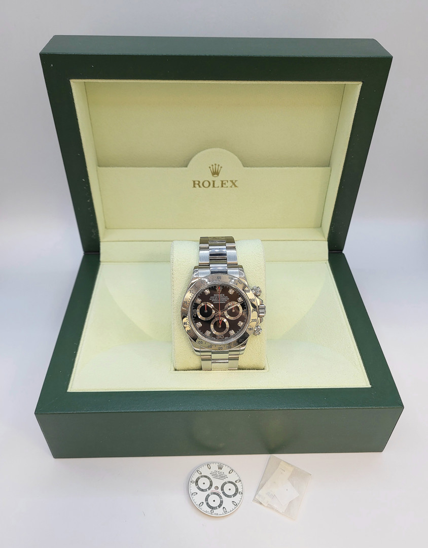Orologio Rolex Daytona quadrante nero indici con diamanti  scatola a corredo 