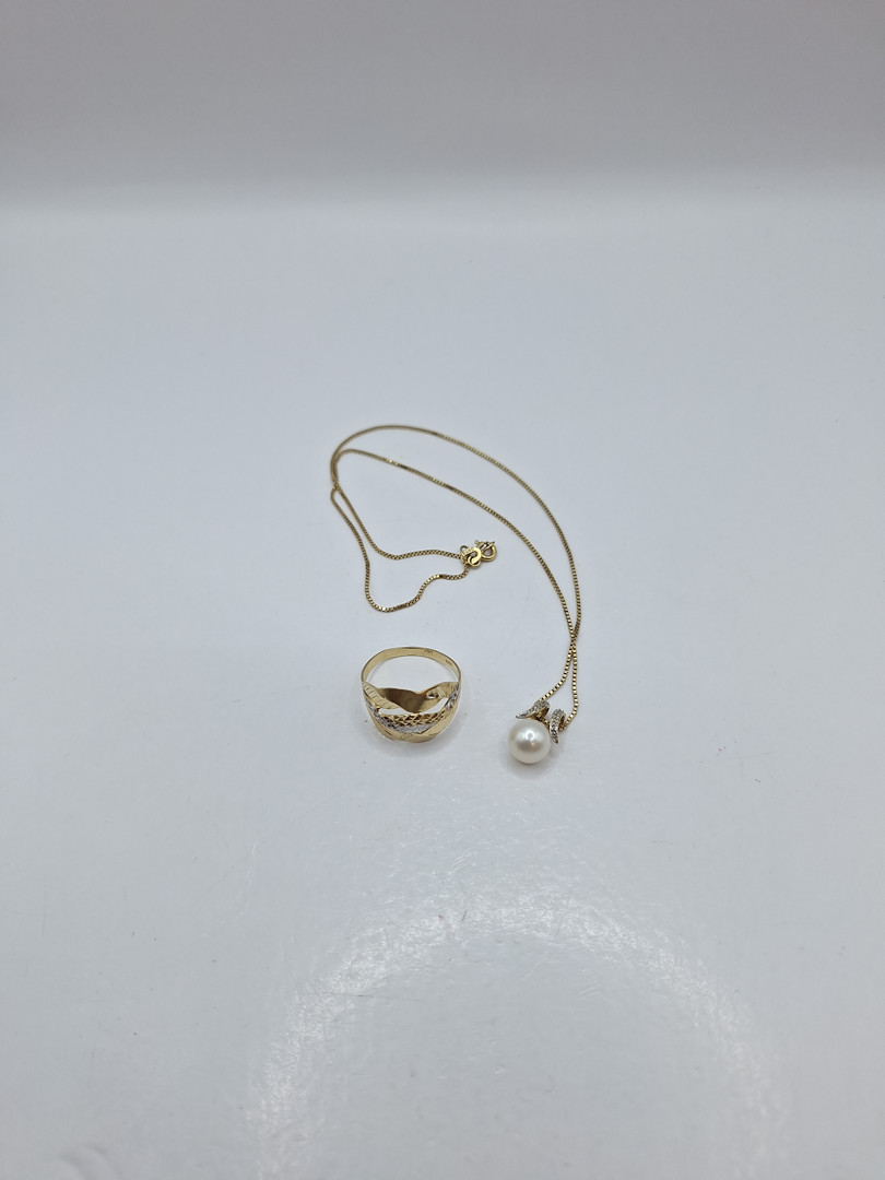 Anello collana ciondolo oro perla
