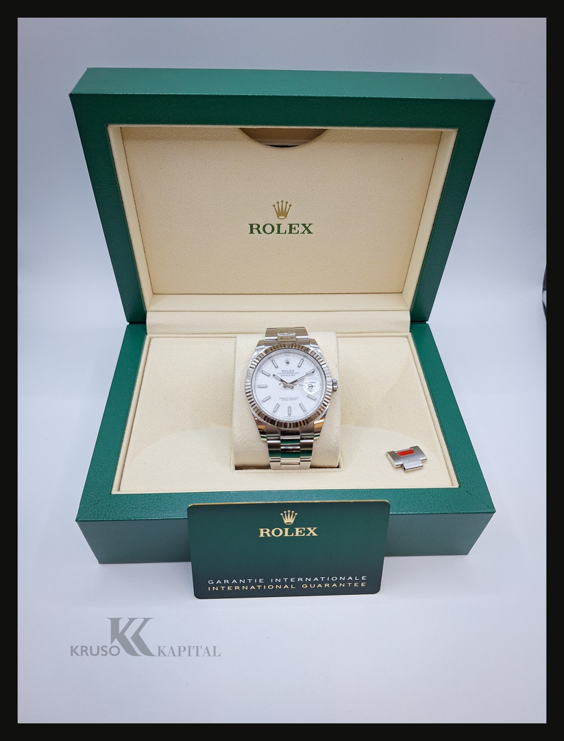 Orologio acciaio ghiera oro rolex datejust con scatola, garanzia e maglia aggiuntiva a corredo