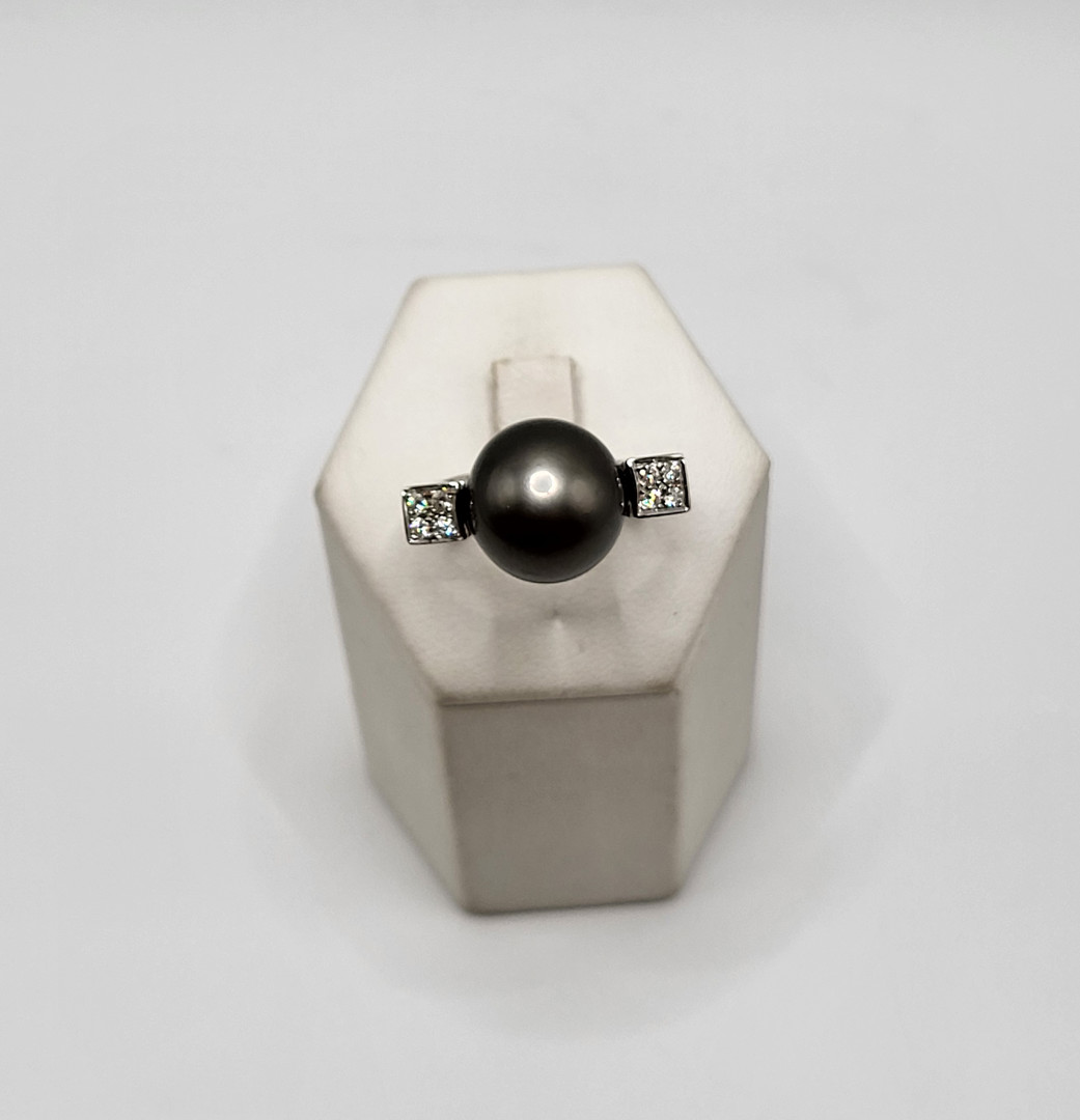 Anello oro diamantini perla