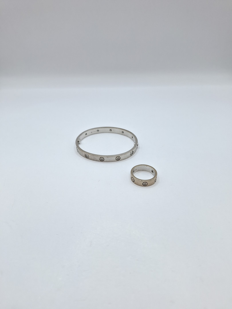 Bracciale e anello oro diamantini