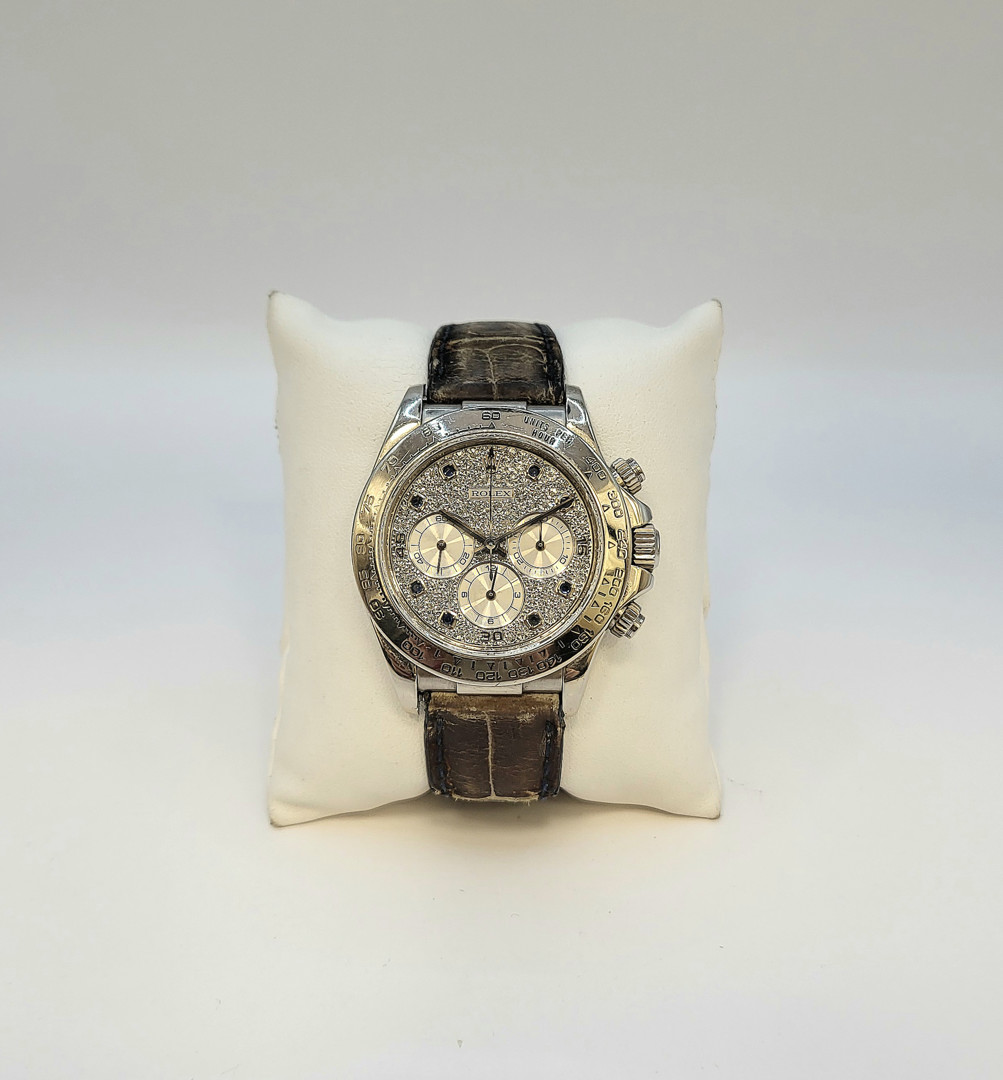 Cronografo Rolex Daytona cassa e fibbia oro e quadrante con diamanti 