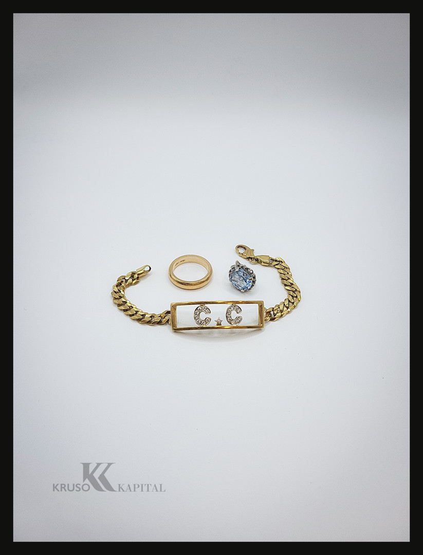 Anello orecchino bracciale oro pietra diamantini