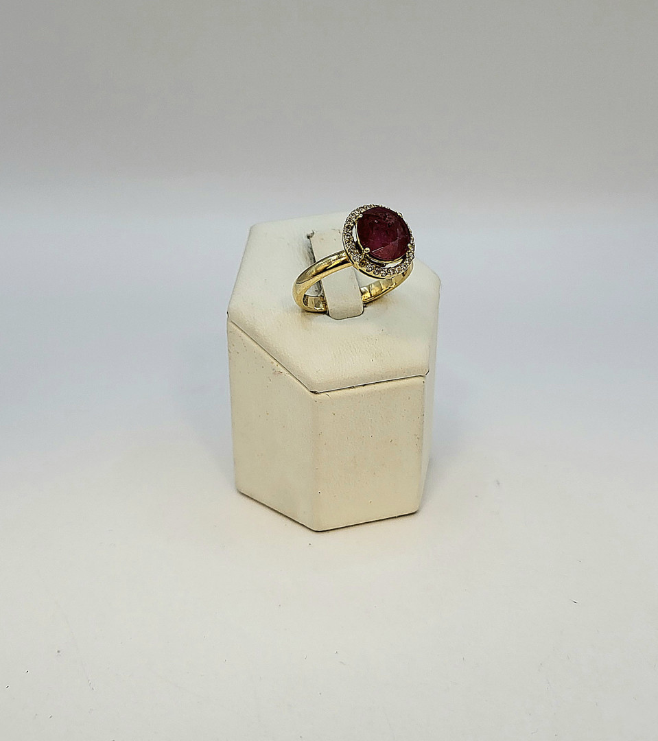 Anello oro pietra diamantini 