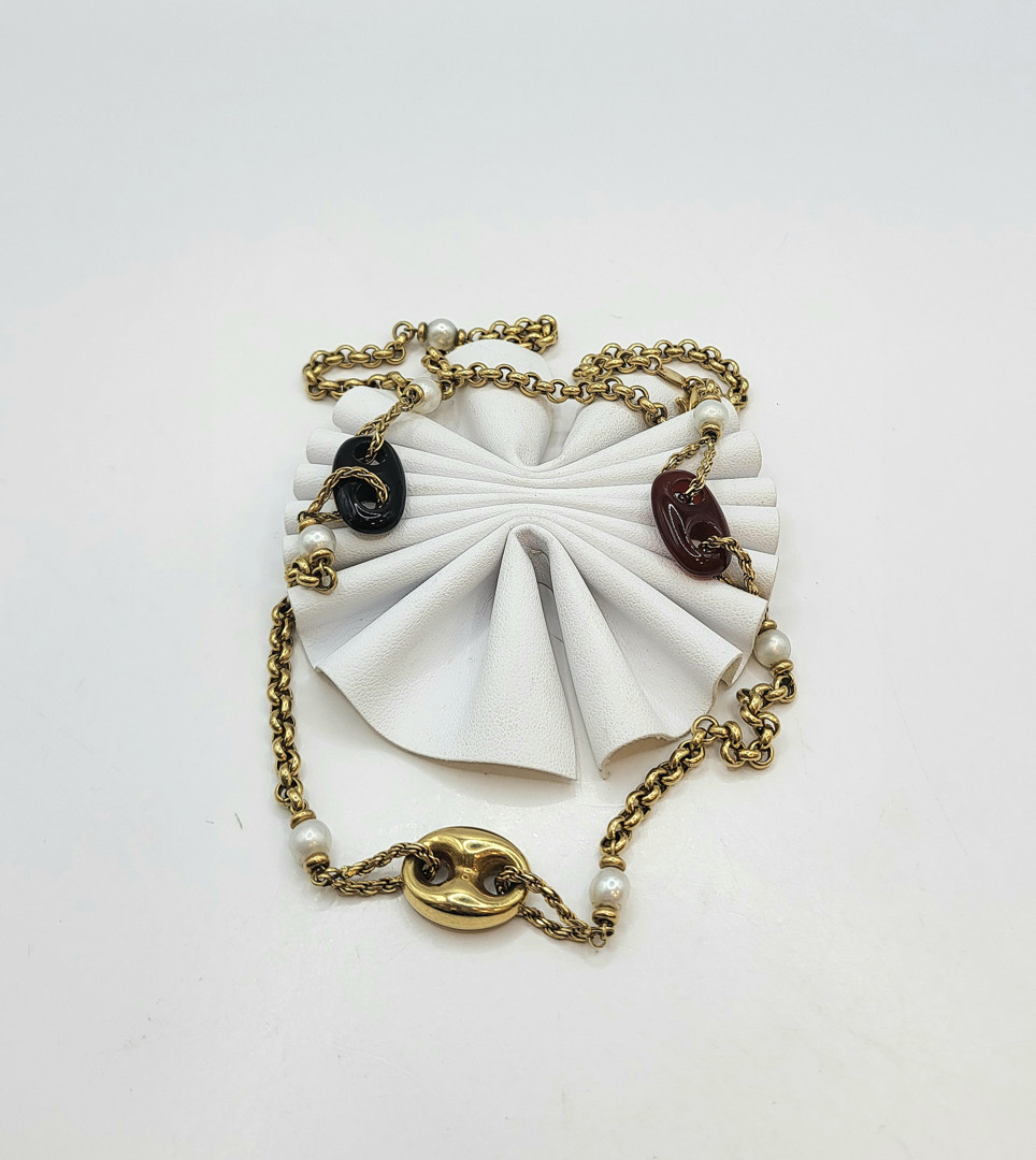 Collana oro pietre perle