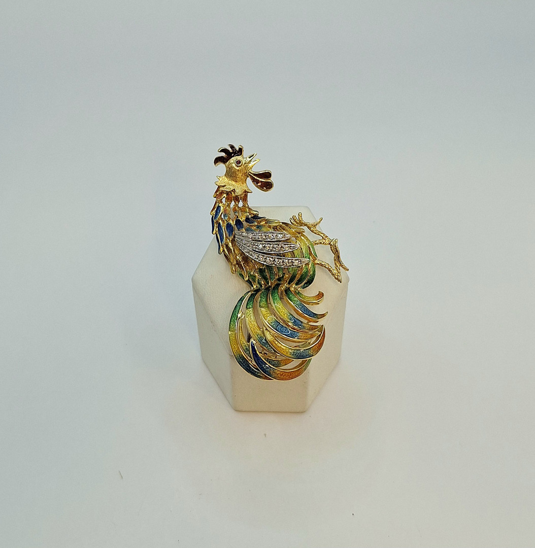 Spilla oro pietra diamantini 
