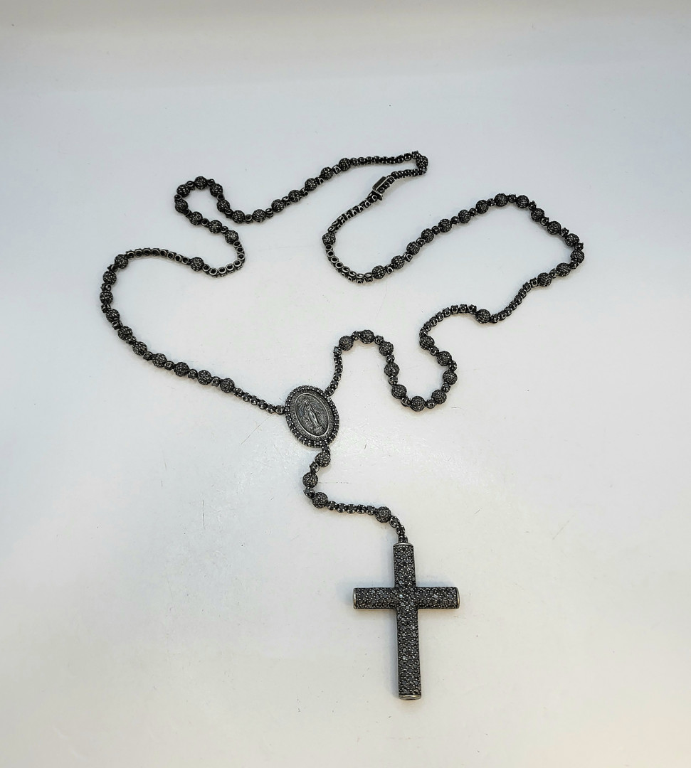 Rosario oro pietre diamantini