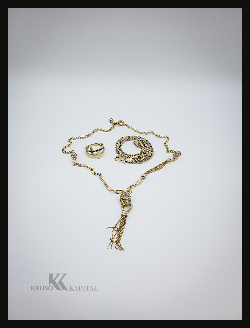 Collana bracciale anello oro pietre