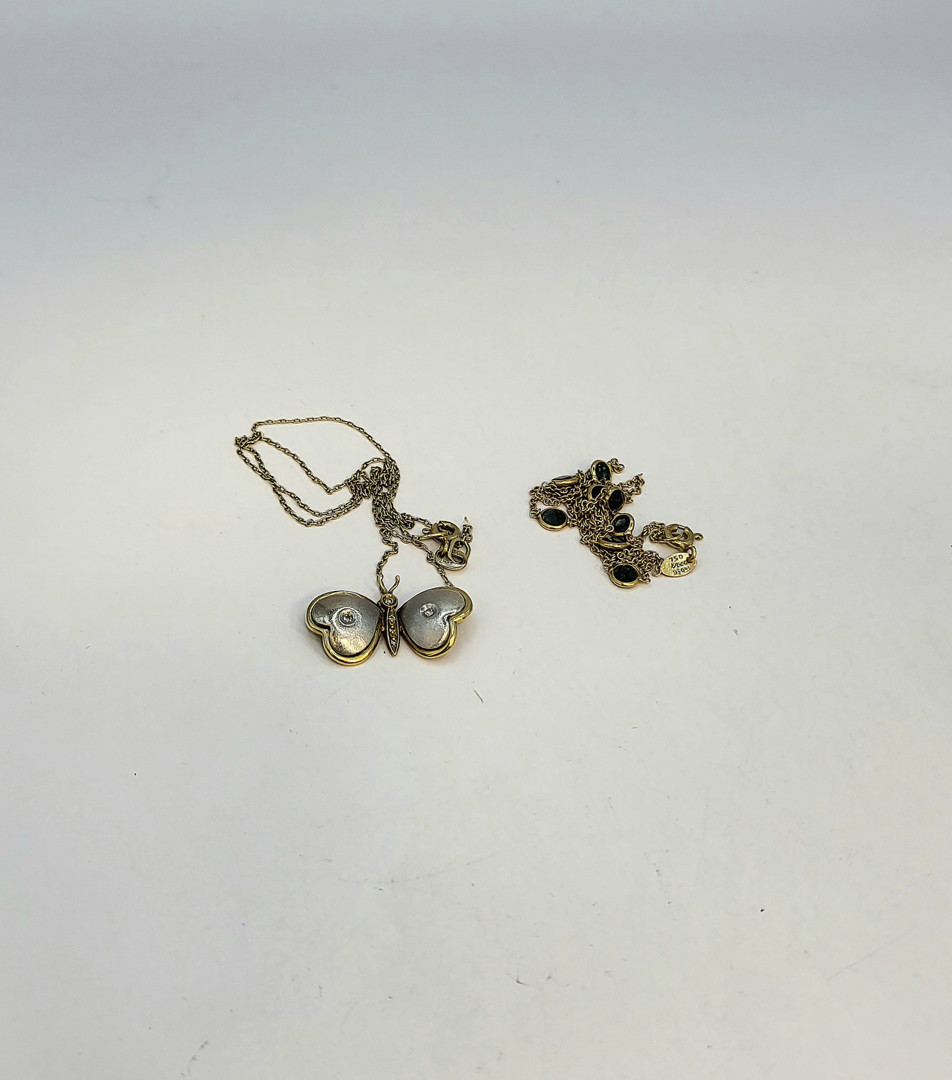 Due collane oro pietre diamantini