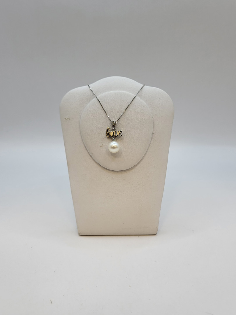 Catenina e ciondolo oro diamantini perla 