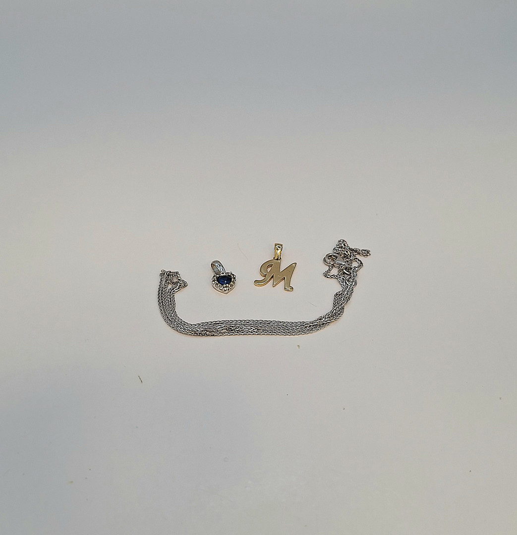 Collana e due ciondoli oro pietre