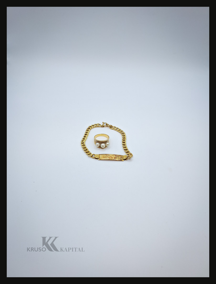 Bracciale e anello oro perle 