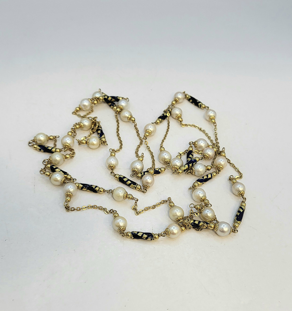 Collana oro perle smalto