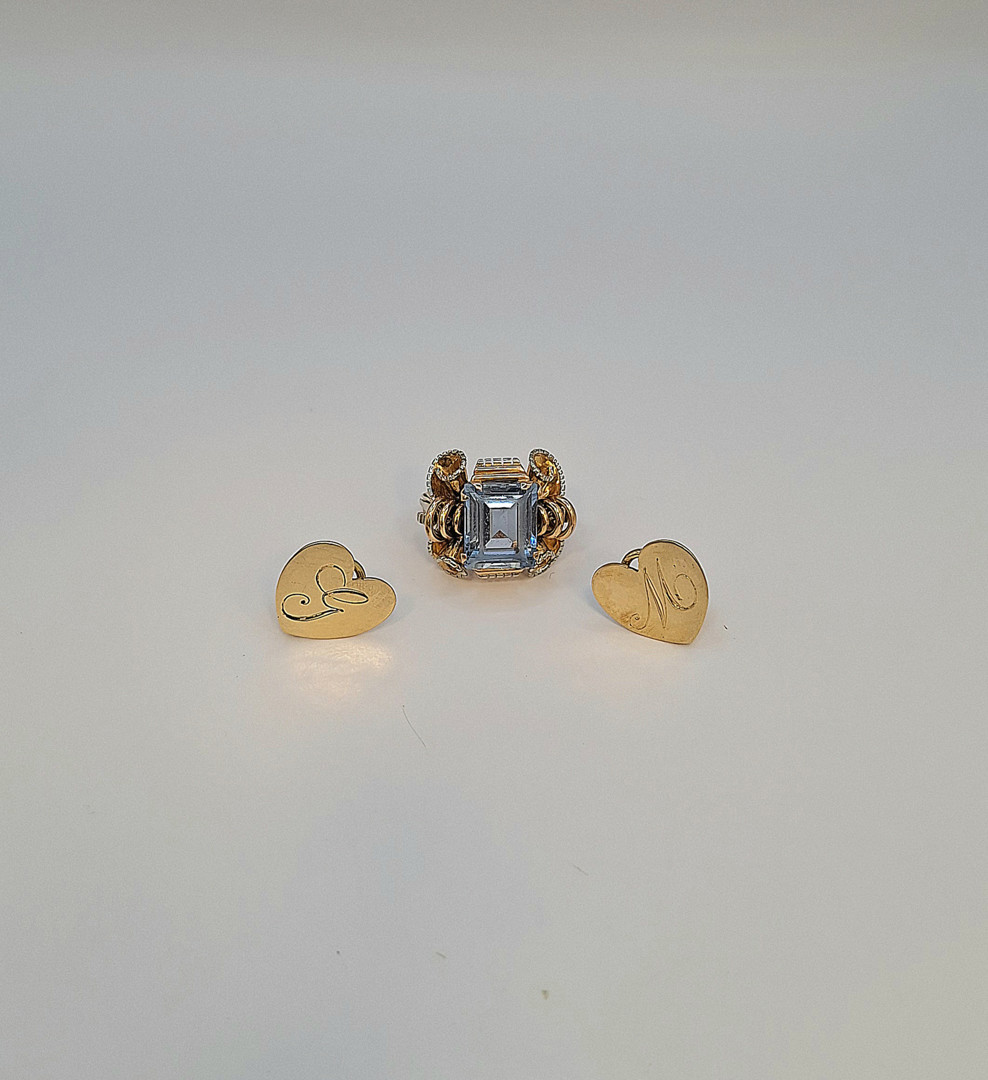 Anello paio di orecchini oro pietra