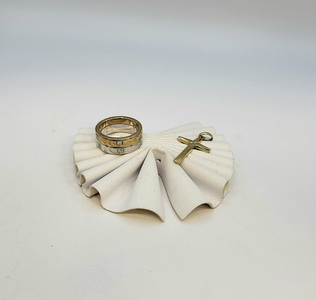 Anello croce oro diamantini