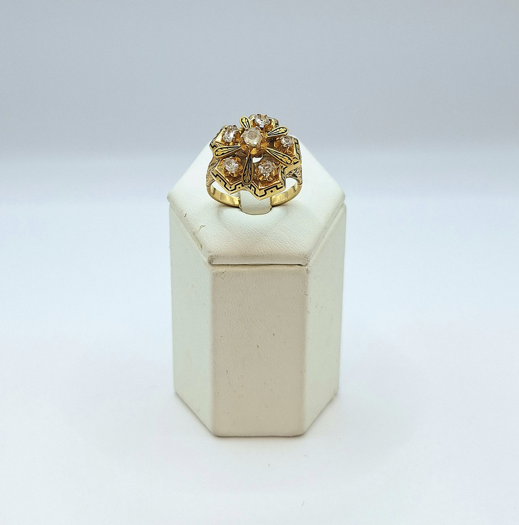 Anello oro diamanti smalti