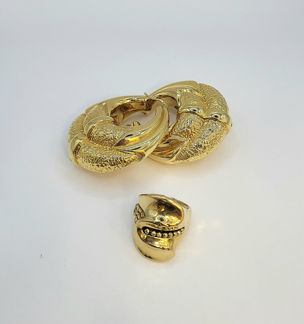 Paio orecchini anello oro