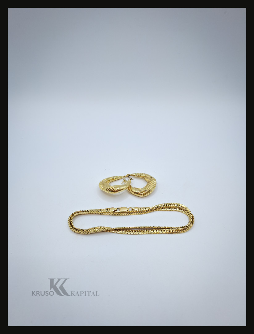 Collana due orecchini oro