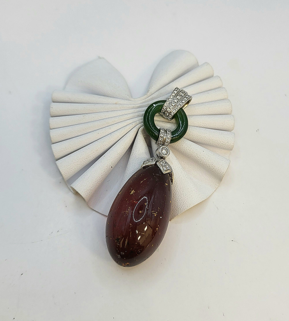 Ciondolo oro pietre diamantini 