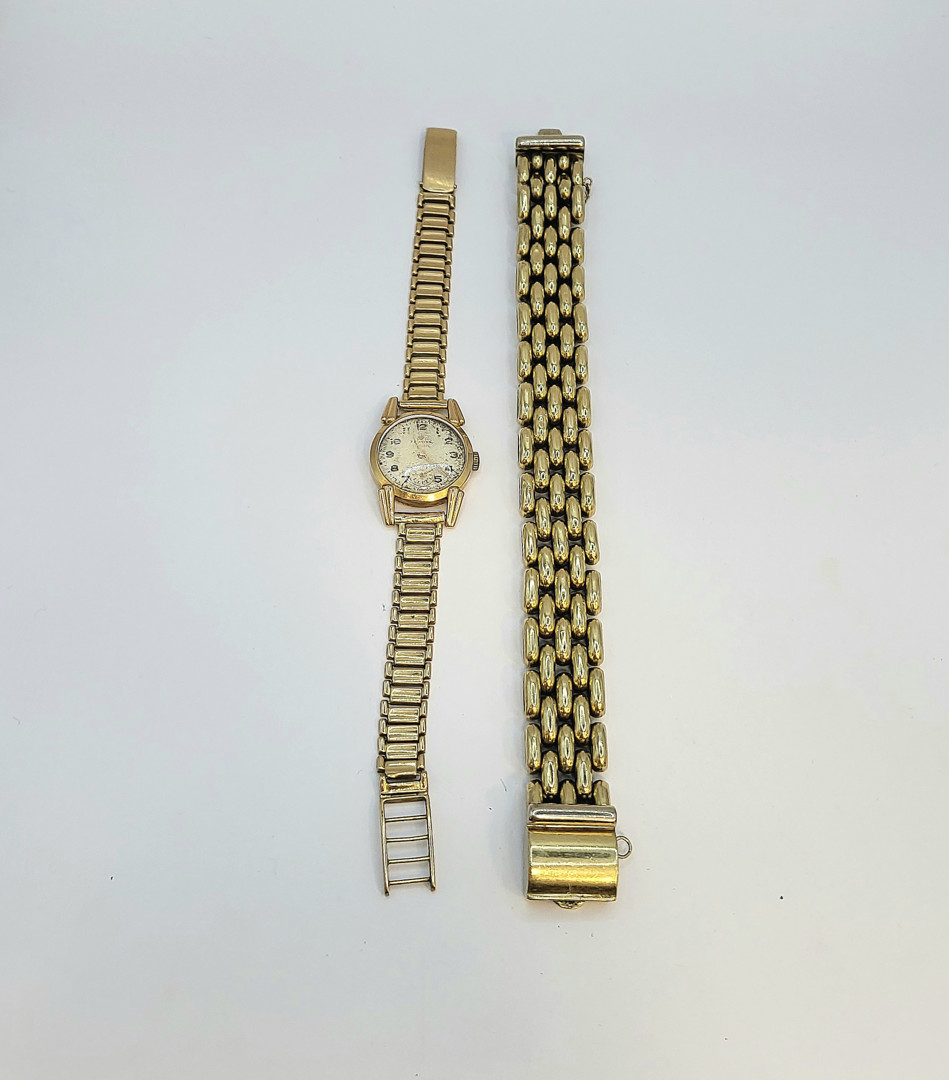 Bracciale e bracciale con orologio oro