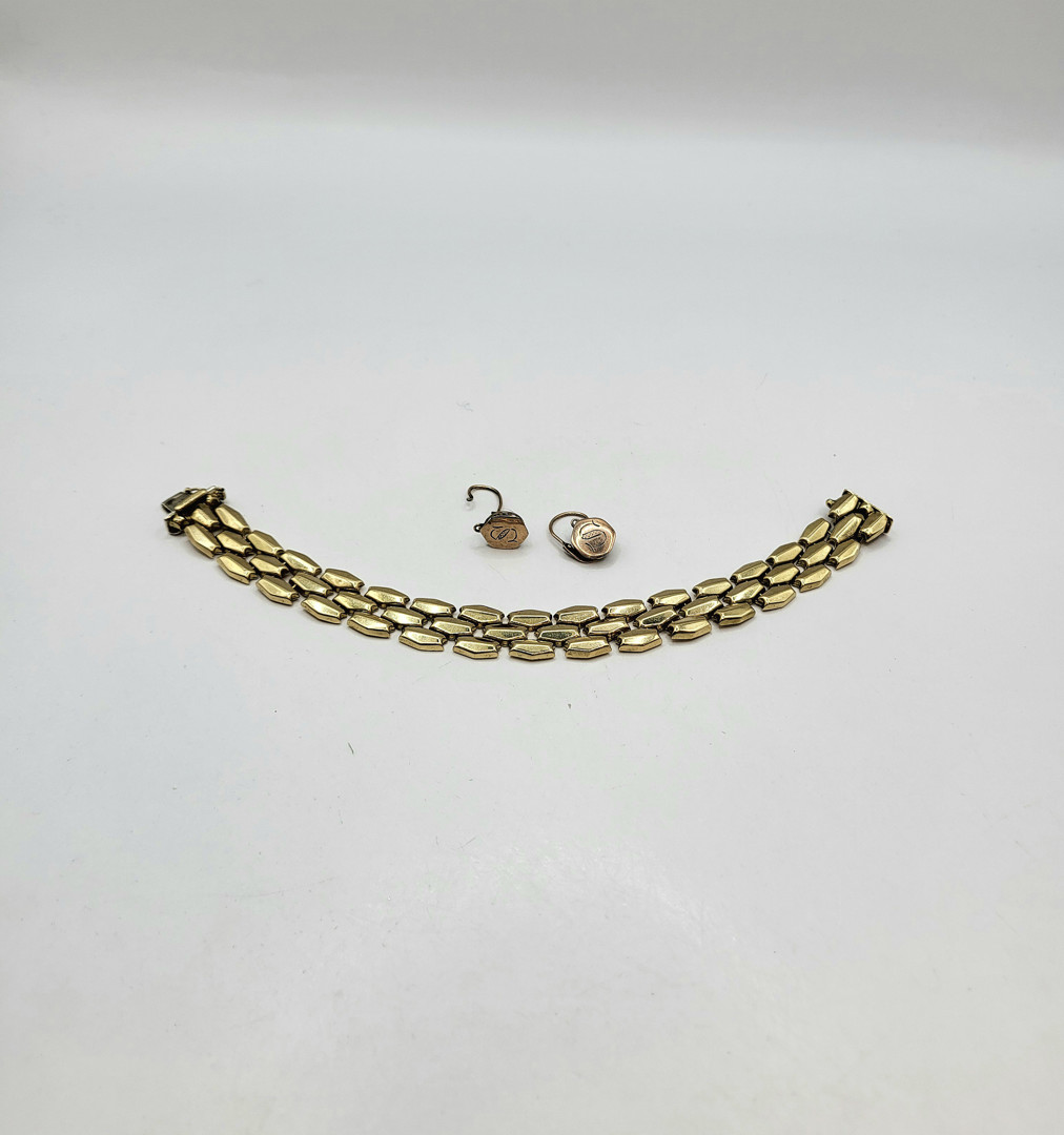 Bracciale e paio orecchini oro