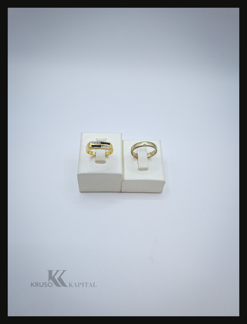 Due anelli oro diamanti pietre