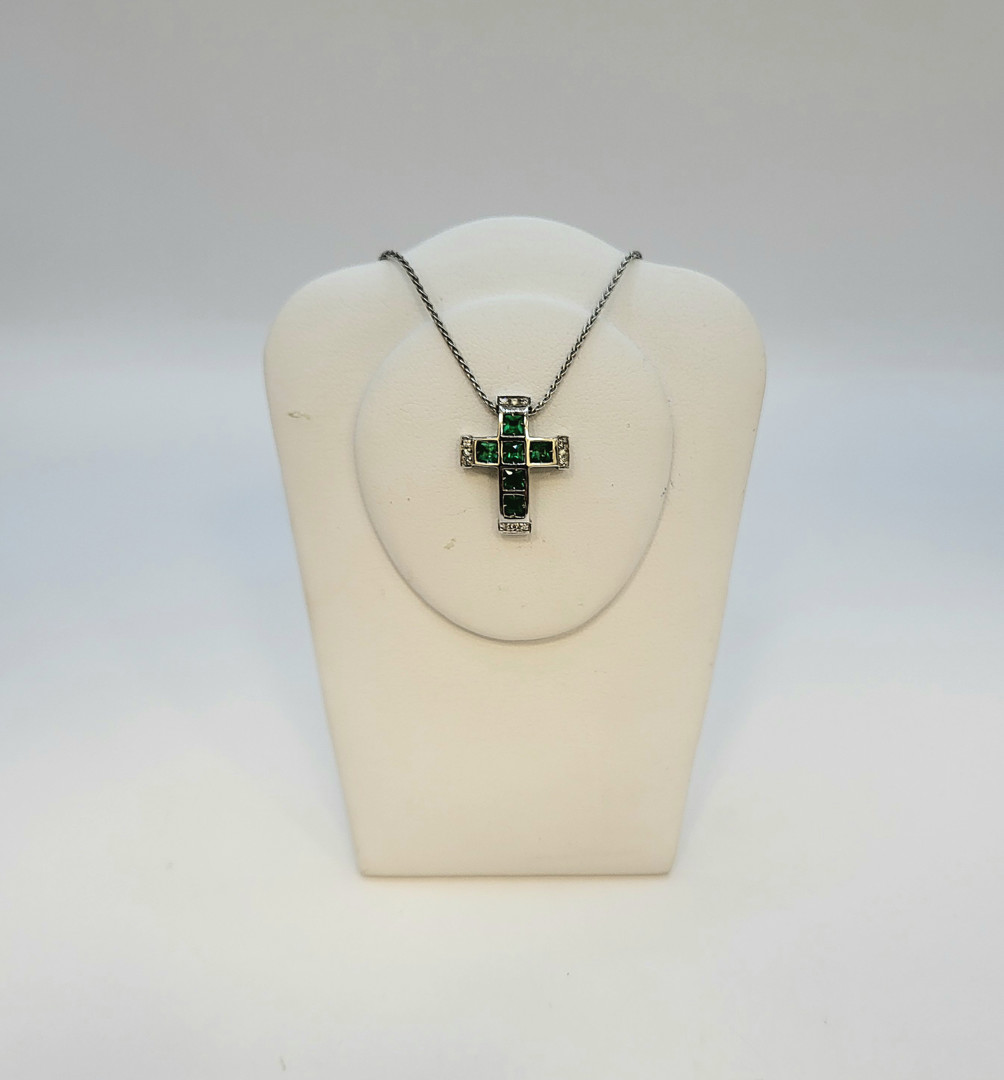 Collana croce oro pietre diamantini