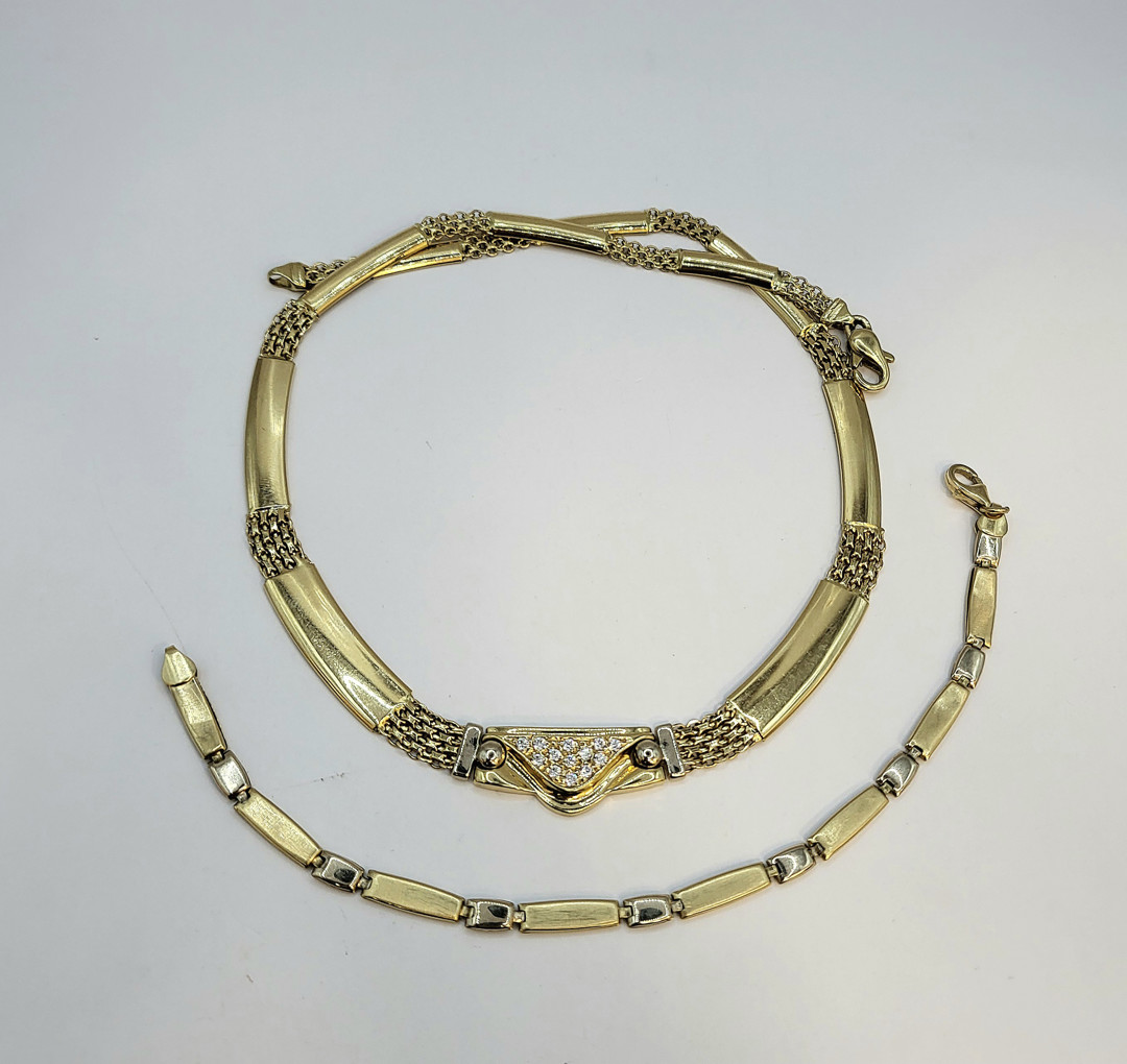 Bracciale collana oro pietre