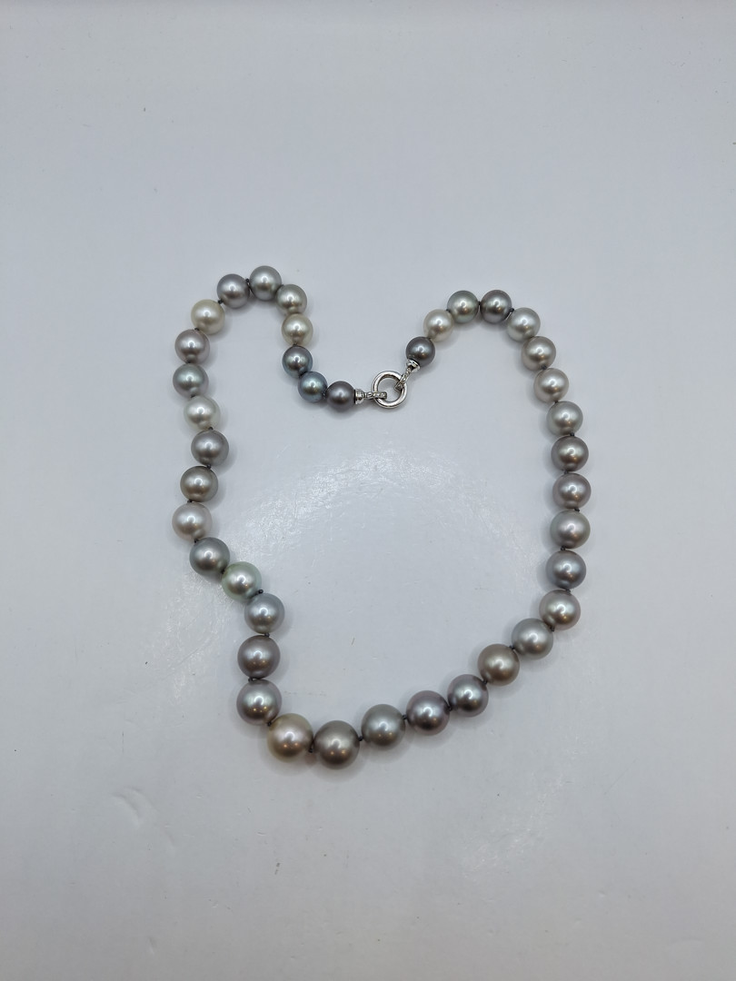 Collana oro perle diamantini