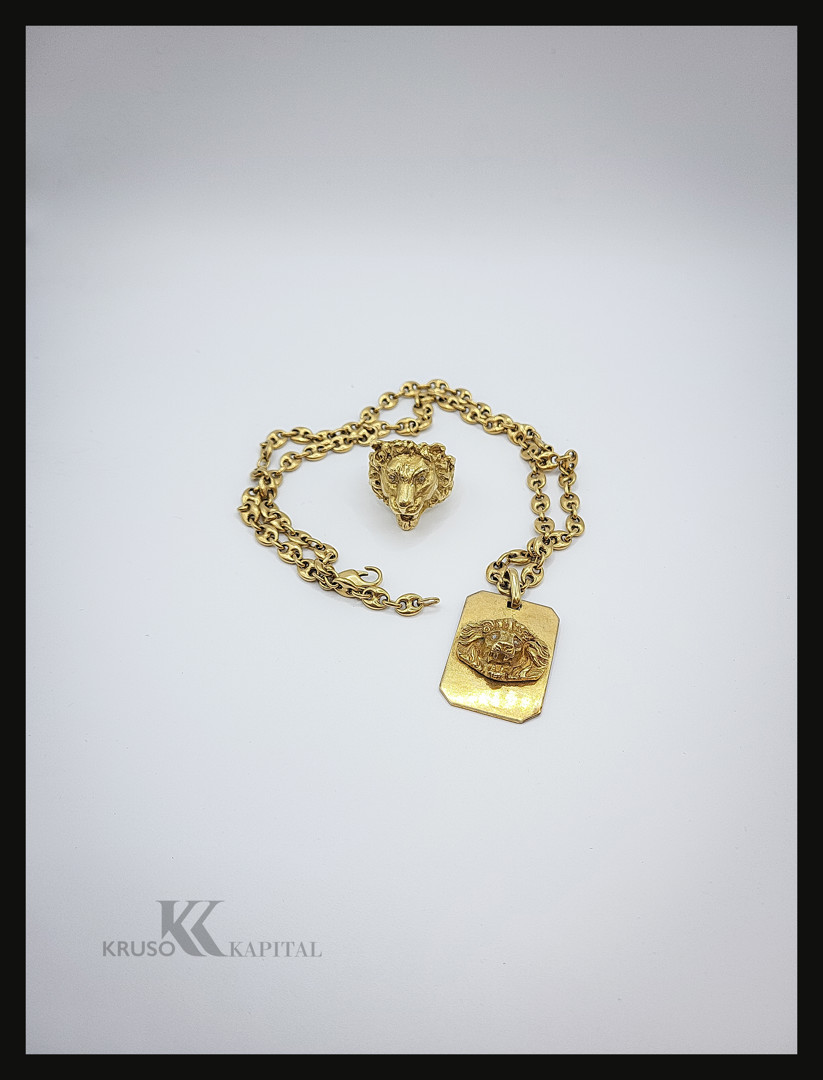 Anello catena ciondolo oro diamantini