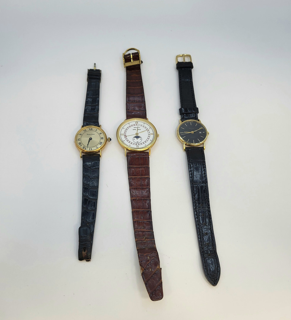 3 orologi oro metallo cinturino pelle