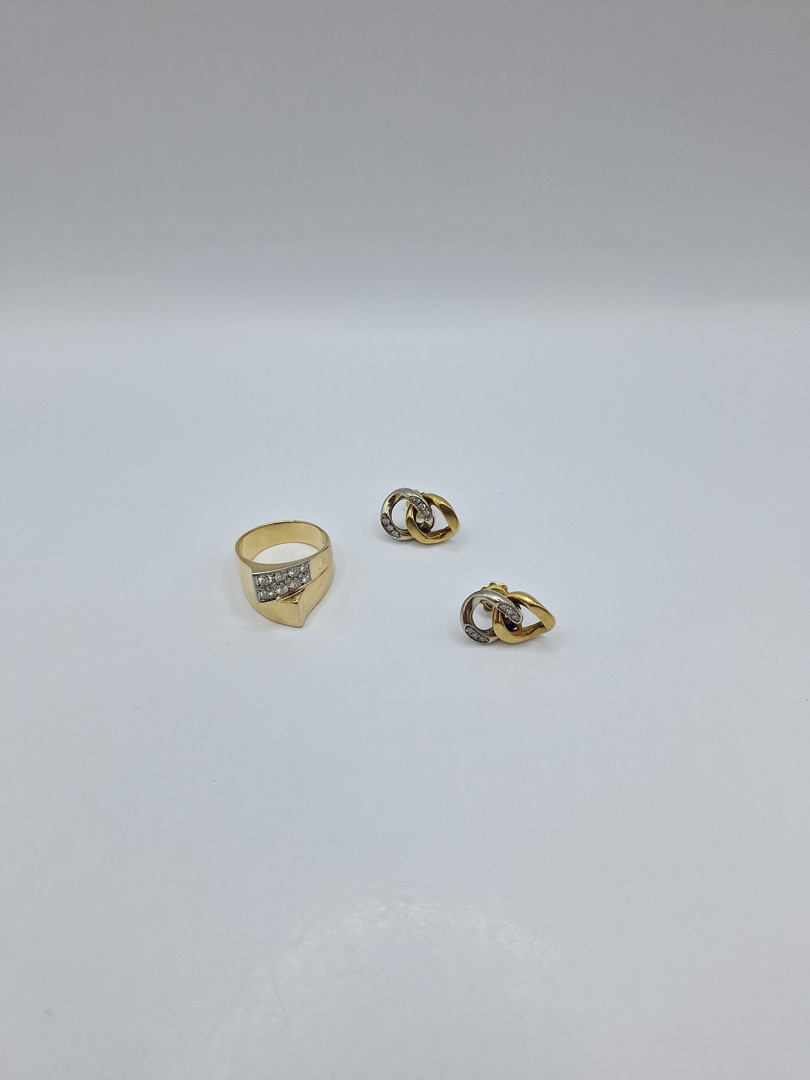 Anello e paio orecchini oro diamantini