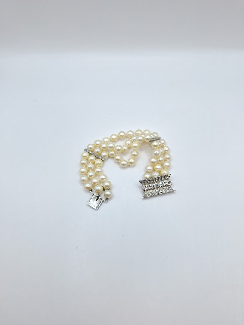 Bracciale perle oro diamantini